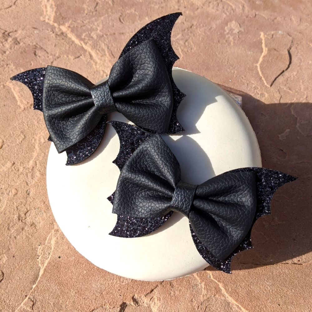 Halloween Bat Bow Hair Clips (Pair)